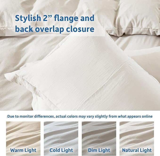 Nestl Off White Duvet Cover Full Size - Soft Prewashed Full Size Duvet Cover Set, 3 Piece, with Zipper Closure, 1 Duvet Cover 80x90 inches and 2 Pillow Shams - No Comforter