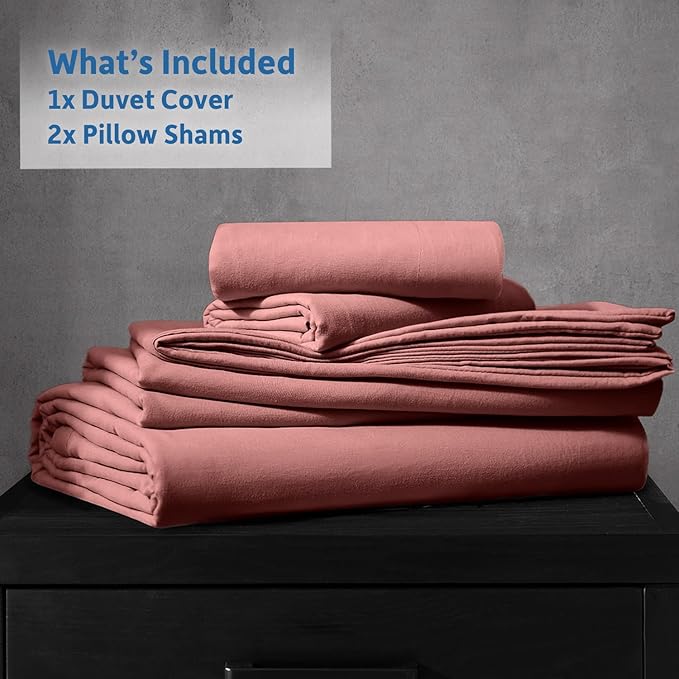 Nestl Pink Clay California King Duvet Cover Sets - Soft Prewashed Cal King Duvet Cover, 3 Piece, with Zipper Closure, 1 Duvet Cover 104x98 inches and 2 Pillow Shams