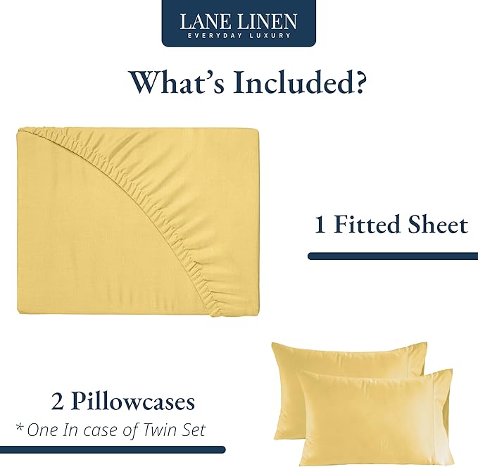 LANE LINEN Fitted Sheet King Size, 100% Organic Cotton, 3-Piece Set (1 Fitted Sheet,2 Pillowcases), Percale Weave, Ultra Soft, Breathable,Fits Mattress Upto 15" Deep - Cocoon (No Flat Sheet)
