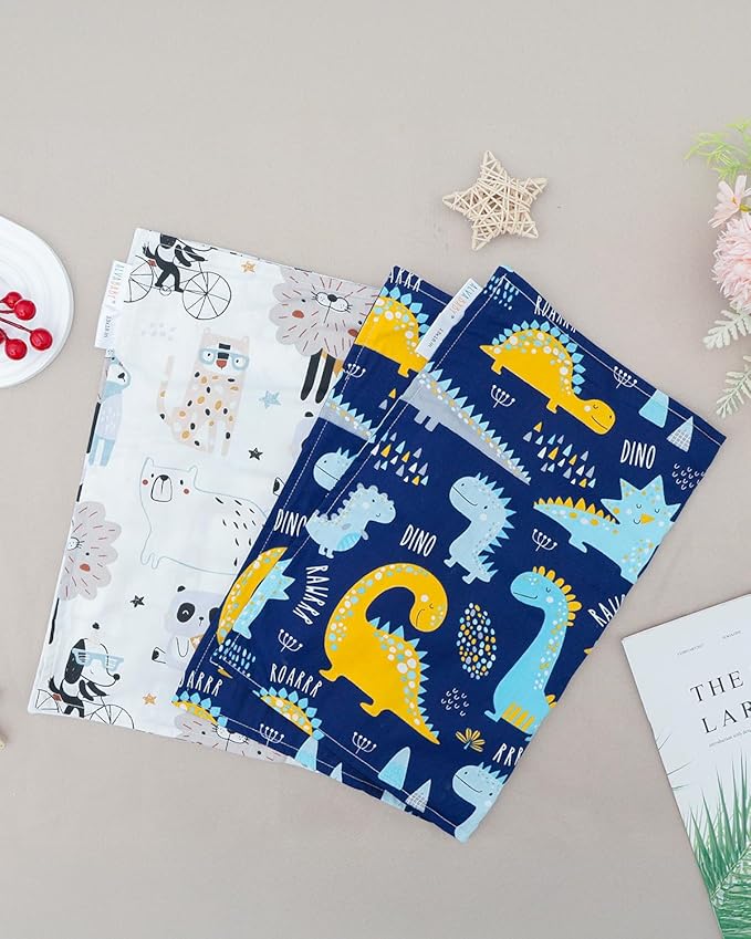 ALVABABY Toddler Pillowcases 2 Pack Organic Cotton Kids Pillow Cover Fit 13"x 18" or 12"x18" Envelope for Girl Boy Sleepy Travel