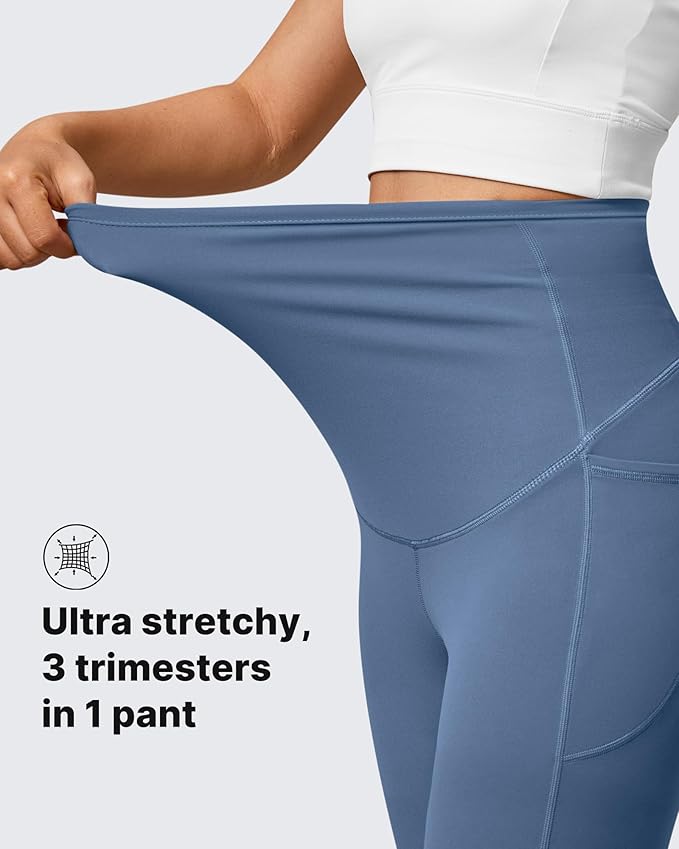 G4Free BareFeel Maternity Leggings with Pockets Over The Belly Stretchy Workout Yoga Pregnancy Pants