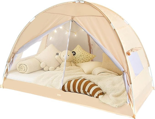 LEEDOR® Bed Tent Dream Tents Bed Canopy Shelter Cabin Indoor Privacy Warm Breathable Pop Up Twin/Full/Queen for Kids and Adult Patent Pending(Mattress Not Included)