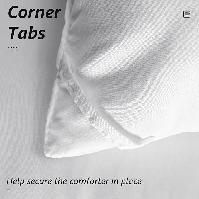HYLEORY All Season Full Size Bed Comforter - Cooling Goose Down Alternative Quilted Duvet Insert with Corner Tabs - Winter Warm - Machine Washable - White