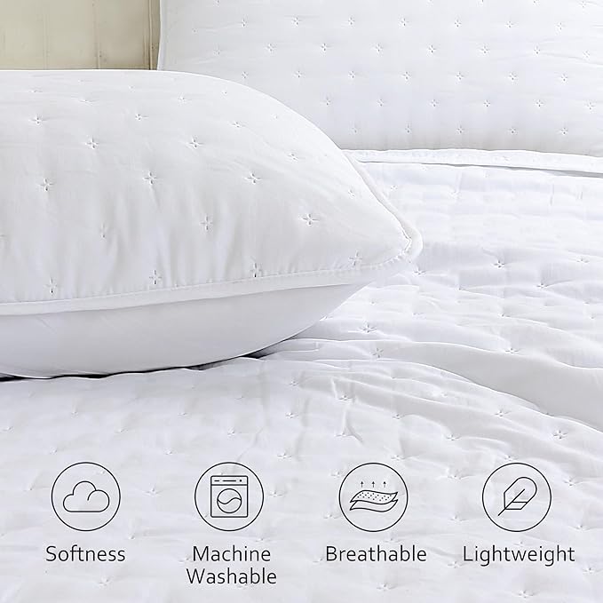 ROARINGWILD White Oversized California Cal King Size Quilt Bedding Sets with Pillow Shams, Lightweight Soft Bedspread Coverlet, Quilted Blanket Thin Comforter Bed Cover, 3 Pieces, 118x106 inches