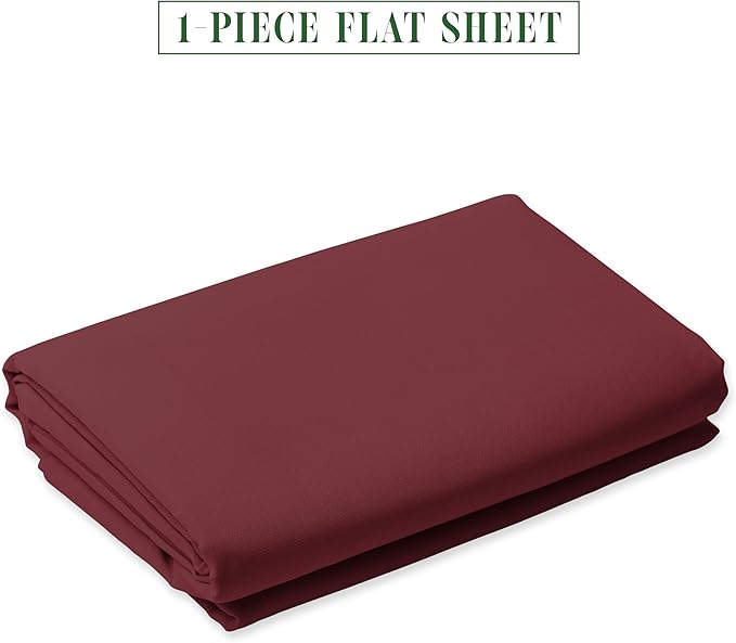 Luxury Flat Sheet on Amazon Elegant Comfort Wrinkle-Free 1500 Premier Hotel Quality 1-Piece Flat Sheet, California King Size, Burgundy