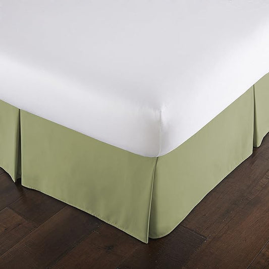 Southshore Fine Living, Inc. California King Bed Skirt - 14" Drop, Luxury Pleated Bed Skirts, California King Size Bedding Dust Ruffle, California King Size Bed Skirting, Sage Green