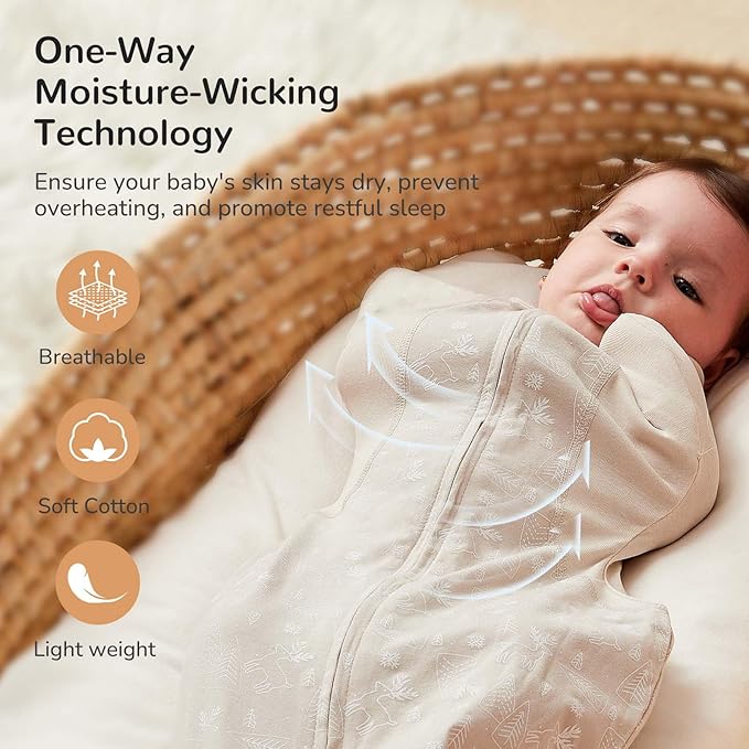 KIDIRA Swaddle for Newborns, Baby Swaddles 0-3 Months 5-13lb, Arms Up Swaddle 0-3 Months Newborn with Moisture-Wicking Fabric, Promotes Healthy Hip Development, 2-Way Zipper, 1Pack (Jungle and Deer)