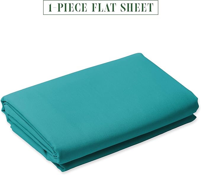 Luxury Flat Sheet on Amazon Elegant Comfort Wrinkle-Free 1500 Premier Hotel Quality 1-Piece Flat Sheet, Full Size, Turquoise
