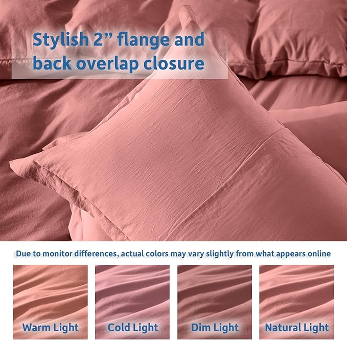 Nestl Pink Clay Duvet Cover King Size - Soft Prewashed King Duvet Cover Set, 3 Piece, with Zipper Closure, 1 Duvet Cover 104x90 inches and 2 Pillow Shams