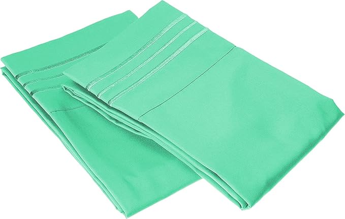Elegant Comfort 1500 Thread Count Wrinkle & Fade Resistant Egyptian Quality Microfiber Ultra Soft Luxurious 2-Piece Pillowcases, King Size, Paradise Teal