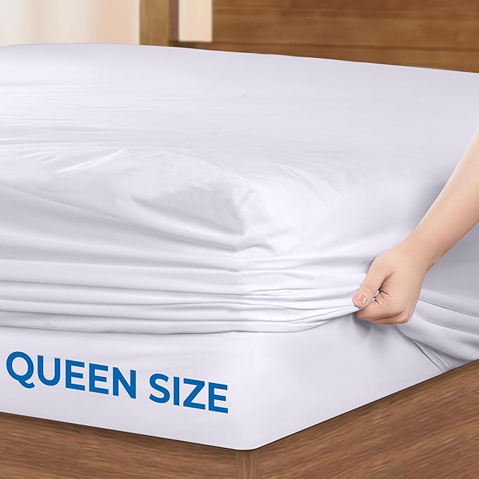 Utopia Bedding Waterproof 5-Sided Mattress Protector Queen Size, Premium Breathable Mattress Cover, Fitted Style with Stretchable Pockets (White - Pack of 2)