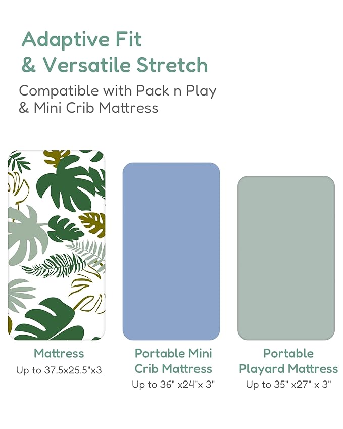 Pack and Play Sheets Fitted 2 Pack, 38x26 Graco Pack n Play Sheets for Playard & Travel Crib Mattress, Ultra Soft Jersey Knit, Breathable Stretchy Deep Pocket, Compatible with Mini Cribs
