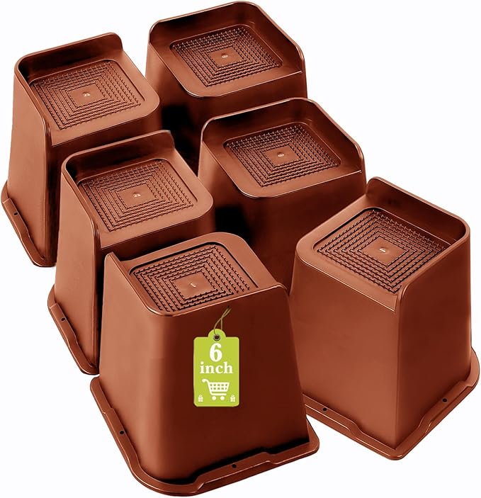 Bed Risers 1 inch, 2 inch, 3 inch, 4 inch, 6 inch, 8 inch Heavy Duty, Oversized Furniture Riser for Couch Sofa Table Chair Leg Frame Dorm, Support up to 6000 Lbs (Brown 6 Pack, 6 inch)