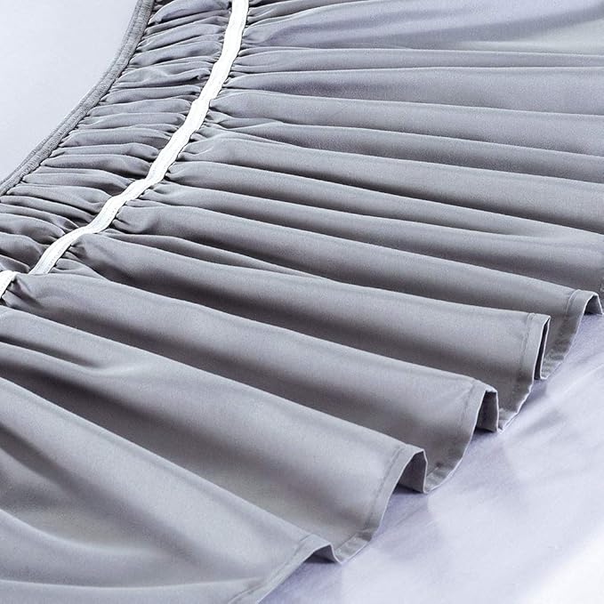MEILA Wrap Around Bed Skirt Three Fabric Sides Elastic Dust Ruffled 14 Inch Tailored Drop,Easy to Install Fade Resistant-Grey, Twin/Full