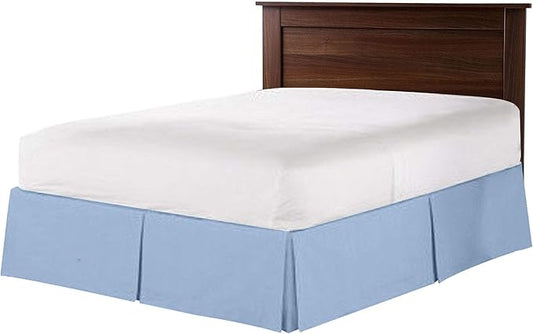 800 Thread Count 100% Pure Cotton Luxury Box Pleated Bed Skirt King Size with 16 Inch Drop Length Light Blue