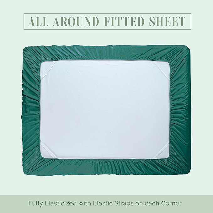 Elegant Comfort Luxurious 1500 Premium Hotel Quality Microfiber 4-Piece Sheet Set, 18-24 Inches Deep - Extra Deep Pocket Sheets - Ultra Soft 4PC Deep Pocket Sheets, Twin/Twin XL, Hunter Green