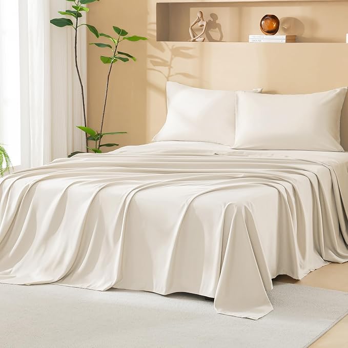 Litanika Twin Comforter Set with Sheets Beige - 5 Pieces Boho Tufted Shabby Chic Bed in a Bag, Fluffy Soft Farmhouse Bed Set for All Seasons