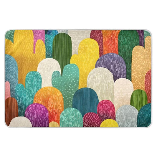 Waterproof Bed Pad Reusable Changing Pad Toddler Mattress Protector Large Pee Pad Baby Diaper Pad Soft Washable Liner Multicolored Geometric Cacti
