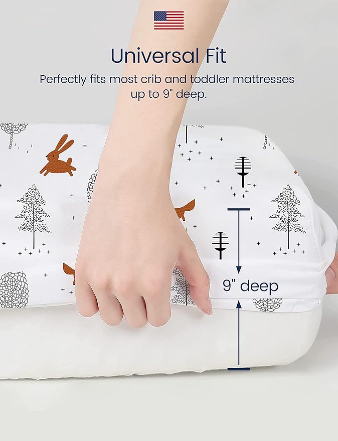 TotAha Baby Crib Sheets Boho Rainbow for Boys Girls, Hypoallergenic Crib Mattress Fitted Sheet Neutral, Ultra Soft Crib Sheets 28x52x9 Extra Deep Pocket, 2 Pack