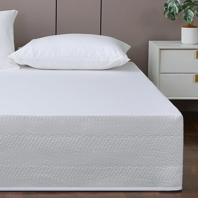 Full Bed Skirt-Box Spring Cover with 14 Inch Tailored Drop,Wrinkle and Fade Resistant Hotel Wrap Around Bed Skirts,Bed Frame Cover (Wave Pattern White, Full)