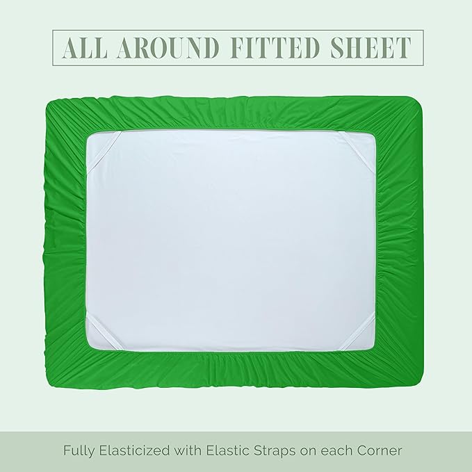 Elegant Comfort Luxurious 1500 Premium Hotel Quality Microfiber 4-Piece Sheet Set, 18-24 Inches Deep - Extra Deep Pocket Sheets - Ultra Soft 4PC Deep Pocket Sheets, Queen, Emerald Green