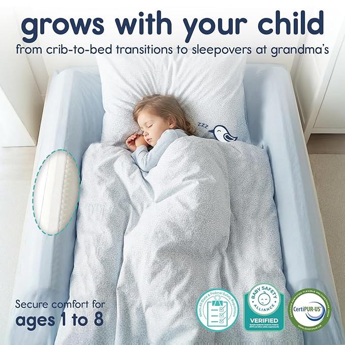 hiccapop [2-Pack] Foam Bed Bumpers for Toddlers, Toddler Bed Rails w/ Water-resistant Cover, Bed Guard Rail for Toddlers for Twin, Queen, King Beds
