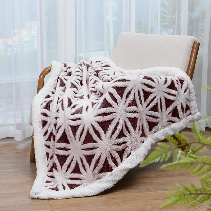 LOMAO Sherpa Fleece Blanket Fuzzy Soft Throw Blanket Dual Sided Blanket for Couch Sofa Bed (Rose Brown, 60''x80'')