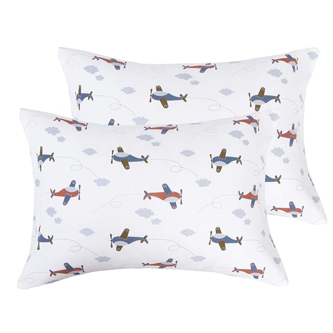 NTBAY Organic Cotton Toddler Pillowcases - Super Soft & Breathable Jersey Cotton Toddler Pillow Cases, 13”x18” Pillow Cases with Envelope Closure, Jet