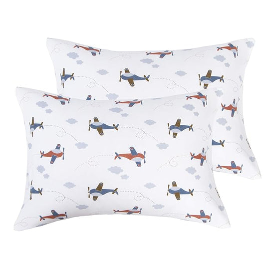 NTBAY Organic Cotton Toddler Pillowcases - Super Soft & Breathable Jersey Cotton Toddler Pillow Cases, 13”x18” Pillow Cases with Envelope Closure, Jet