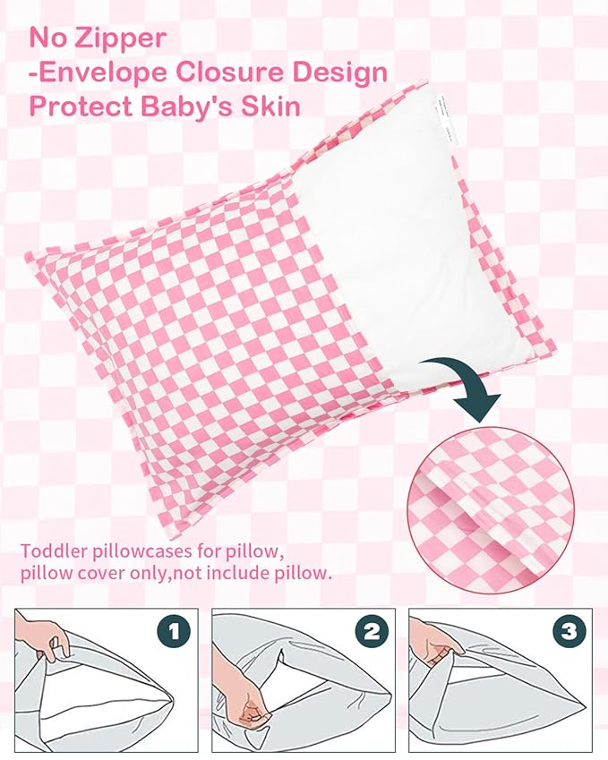 ALVABABY Toddler Pillowcases 2 Pack Organic Cotton Kids Pillow Cover Fit 13"x 18" or 12"x28" Envelope for Girl Boy Sleepy Travel 2TPW33A