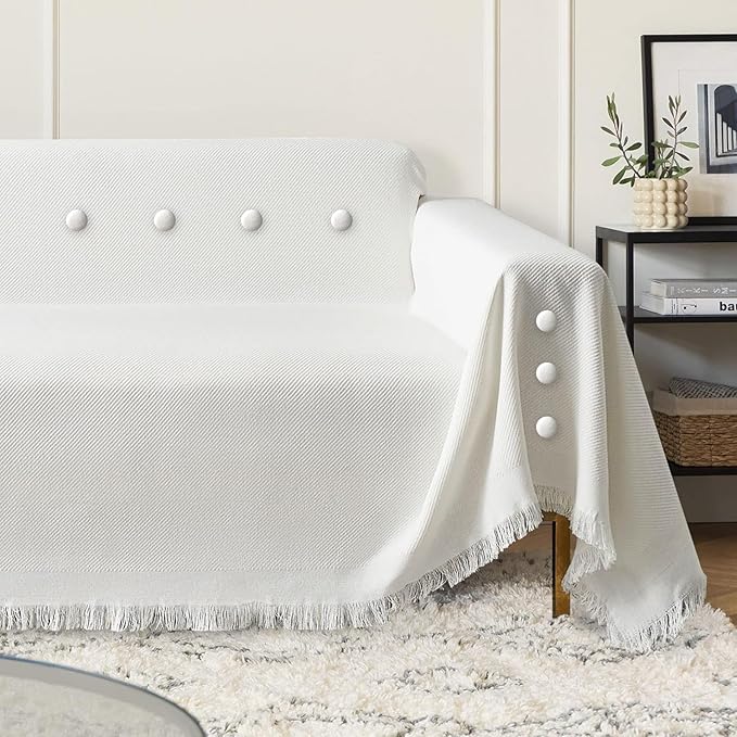 Flax Covered Button Twist Pins - for Bed Skirts Pins,Sofa,Upholstery,Armchair Caddies, Armrest Covers, Slipcovers (24, White)