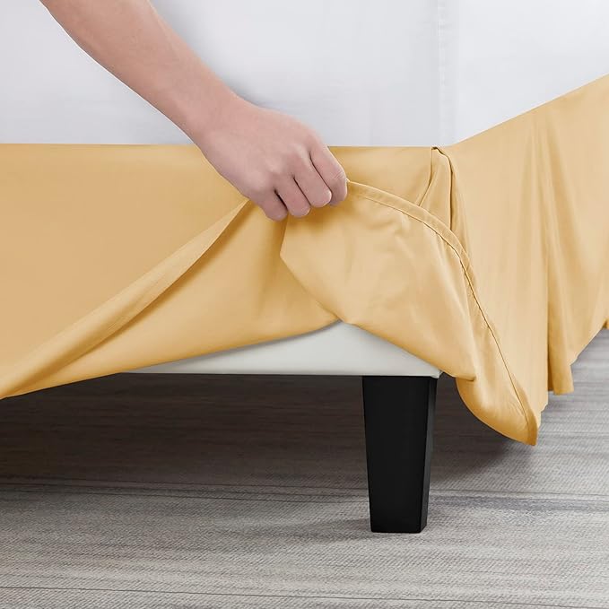 Nestl Gold Twin Bed Skirt - Twin Size Bed Skirt 14 Inch Drop - Brushed Microfiber Bed Skirts - Hotel Quality Pleated Bed Skirt - Shrinkage & Fade Resistant