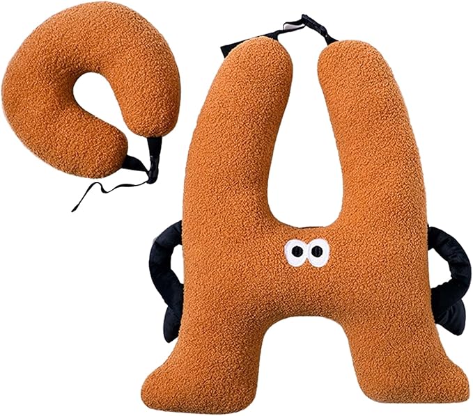 Car Pillow for Kids,H-Shaped Adjustable Travel Neck Pillow for Sleeping,Soft Plush Support for Head & Neck, Long Road Trip Essentials for Boys Girls(Orange)