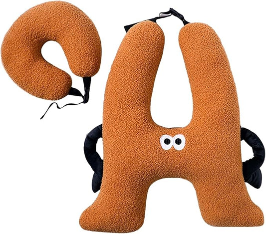 Car Pillow for Kids,H-Shaped Adjustable Travel Neck Pillow for Sleeping,Soft Plush Support for Head & Neck, Long Road Trip Essentials for Boys Girls(Orange)