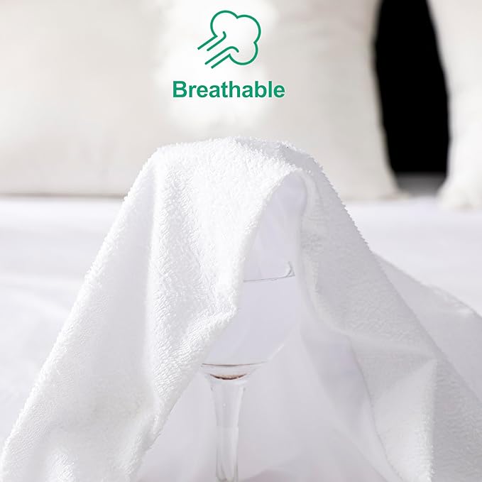 Twin Size Waterproof Mattress Cover, Premium Terry Top Mattress Cover, Breathable, Noiseless, Cooing & Machine-Washable Bed Cover with 21" Deep Pocket