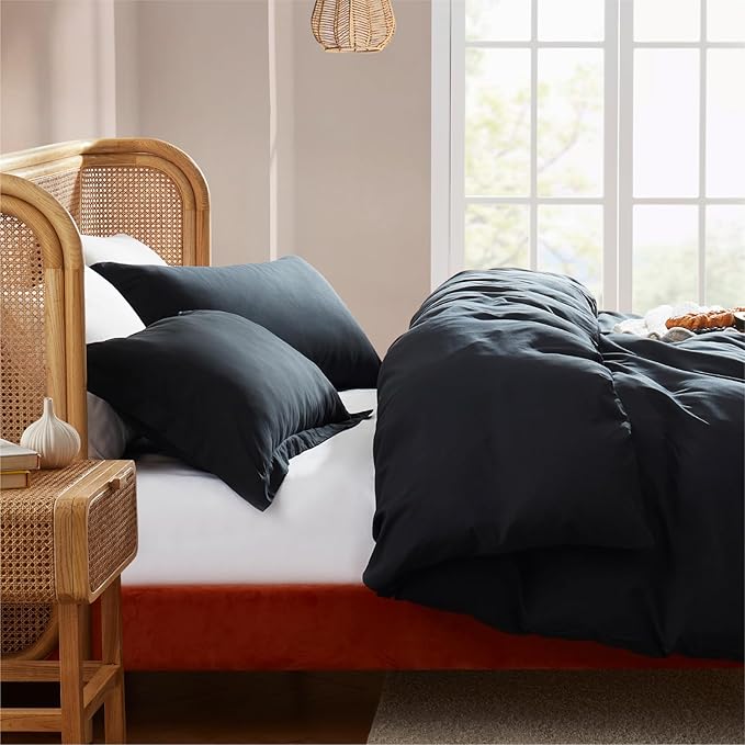 Nestl Twin Duvet Cover Set - Soft Double Brushed Black Duvet Cover Twin XL, 2 Piece, with Button Closure, 1 Duvet Cover 68x90 inches and 1 Pillow Sham