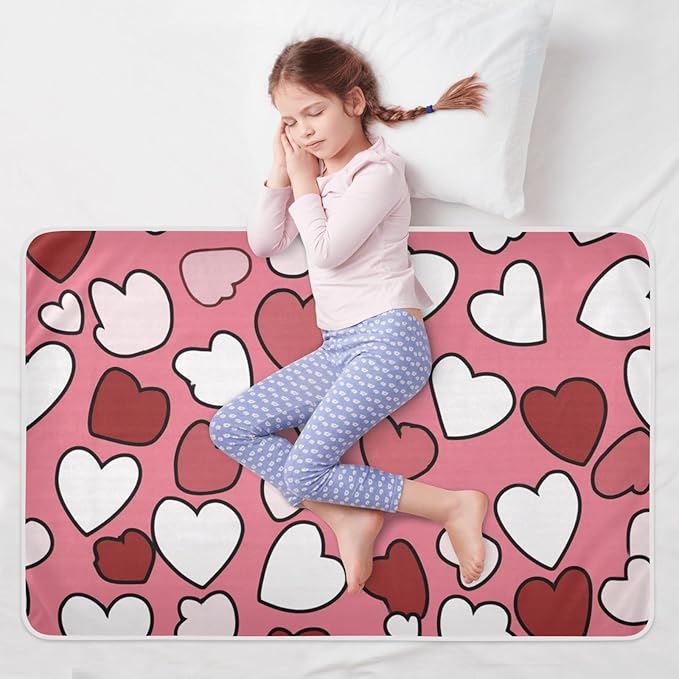 Waterproof Bed Pad Reusable Changing Pad Toddler Mattress Protector Large Pee Pad Baby Diaper Pad Soft Washable Liner Pink Love01