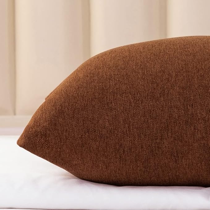 AMBERIS 2 Pillowcases (45×45cm)(Without Insert) Brown, Imitation Linen Decorative 2 Pillowcases (Without Insert) for Home Hotel