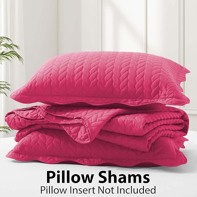 IR Imperial Rooms 8 Pack Quilt King Size Bedding (106" x 96") - Bulk Wholesale for Hotels, Guest Bedroom & Airbnbs - Lightweight Microfiber Reversible Embossed Quilts Bedspread (Pink)