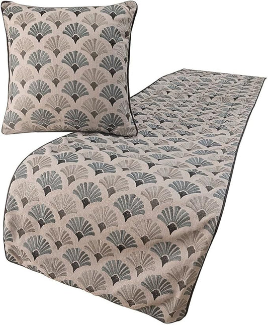 The HomeCentric King Queen Twin Blue & Grey Designer King 90"x18" Bed Runner with 2 Pillow Cover, Floral Embroidery Bed Scarf on Cotton Fabric - Flourish Bloom