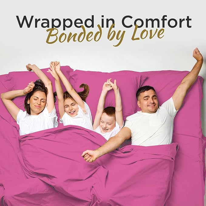 DESTINY CRESCENT BEDDING Full XL 100% Microfiber Double Brushed Pink Sheet Set - Extra-Soft, Breathable & Wrinkle-Free - 15" Deep Pockets, 54" x 80" - Ideal for Extra Long Full Beds - 4PC Set