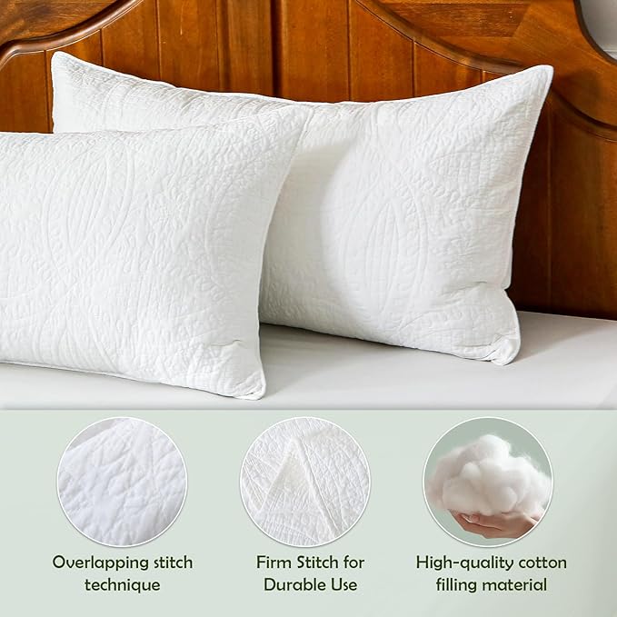 White 100% Cotton King Quilt Set, 3 Piece Modern Textured Bedspread with Coin Pattern, Lightweight Crinkly Coverlet Sham Set, Soft Minimalist All Season Bedding, Garment-Washed