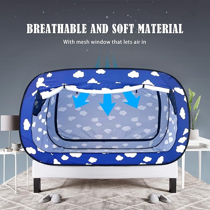 Bed Tent Twin Bed Canopy Tents Portable Dream Tent for Adult Indoor Sleeping Tents with 2 Doors Breathable Private Space, Cloud