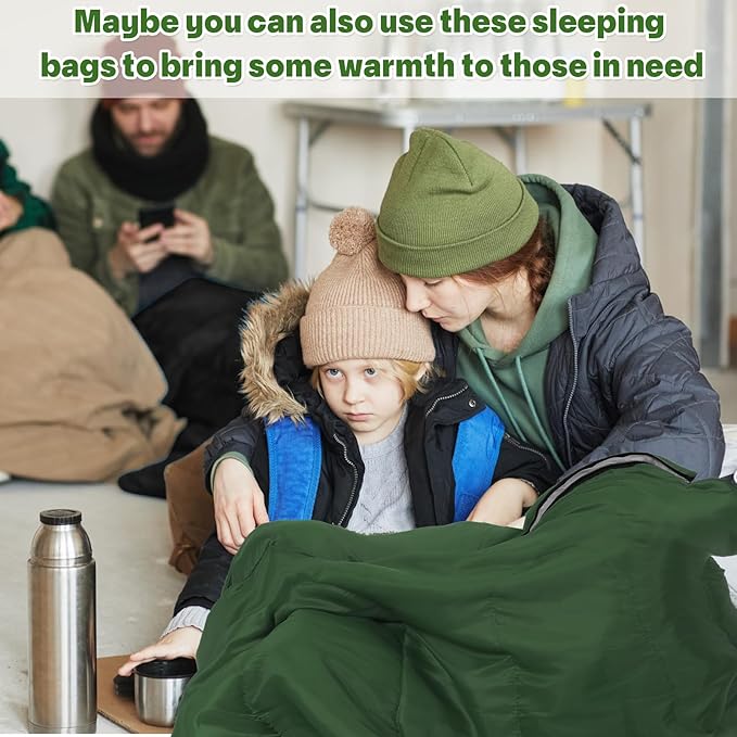 Tudomro 16 Pack Winter Camping Sleeping Bags Bulk for Homeless Adults Cold Weather Lightweight Waterproof Compact Backpacking Sleeping Bag Gifts for Travel Hiking Christmas
