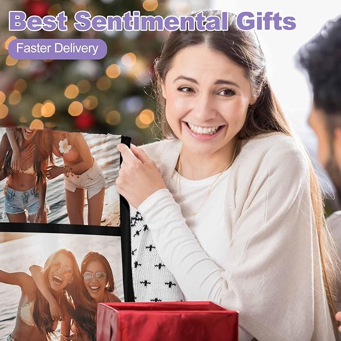 Custom Blankets with Photos Text, 5 Photos Custom Picture Blanket Best Friend Blanket Personalized Friendship Blankets for BFF Sister,Teen Girls Besties on Birthday, 8 Sizes