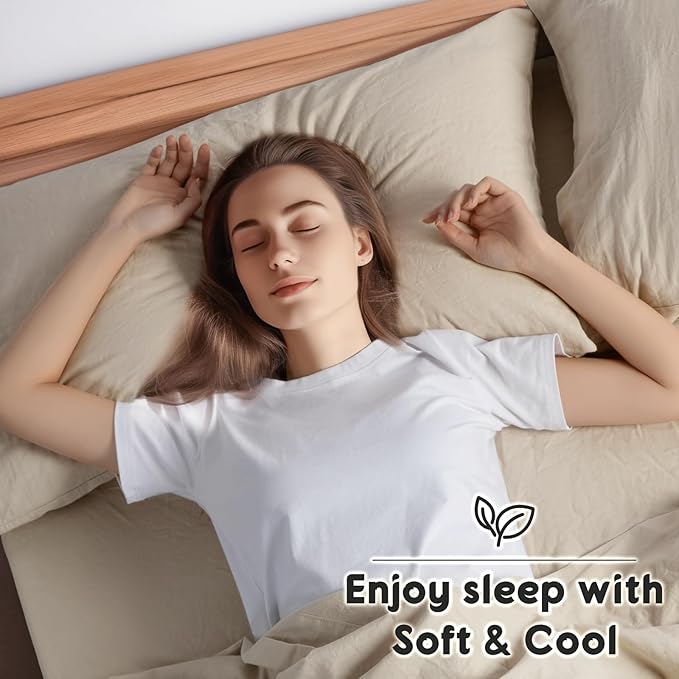 SONORO KATE 100% French Pure Linen Sheets, Breathable and Durable Line Twin XL Size Sheets, Anti-Tear Line Bed Sheets, Machine Washable, 16 Inch Deep Pocket - 3 Piece (Natural Linen, Twin XL)