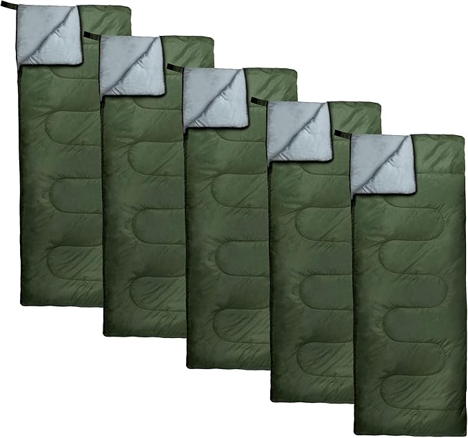 Bulk 10 Pack Envelope Sleeping Bags, 4 Seasons Warm or Cold Lightweight Indoor Outdoor Sleeping Bags for Adults, Backpacking, Camping