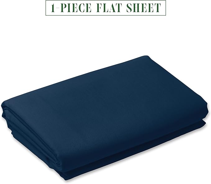 Luxury Flat Sheet on Amazon Elegant Comfort Wrinkle-Free 1500 Premier Hotel Quality 1-Piece Flat Sheet, California King Size, Navy Blue