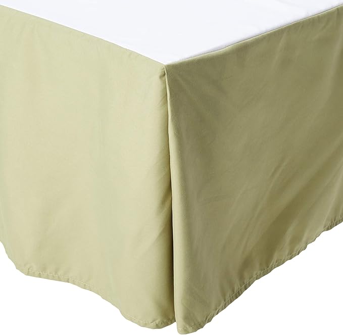 Southshore Fine Living, Inc. 14 Inch Bed Skirt King Size - Pleated Dust Ruffle for King Size Bed - Pet Hair Resistant, Fade Resistant, Wrinkle Free Bed Skirting to Hide Underbed Storage - Sage Green
