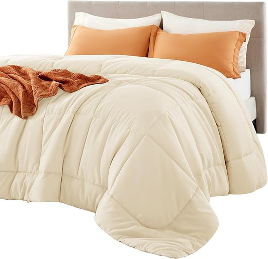 Bedsure Comforter Duvet Insert - Quilted Comforters Twin XL Size, All Season Duvet, Down Alternative Bedding Comforter with Tabs,Gifts for Women/Men,Cream,Twin XL 92 x 68 Inches